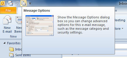 Message Options in Outlook 2010